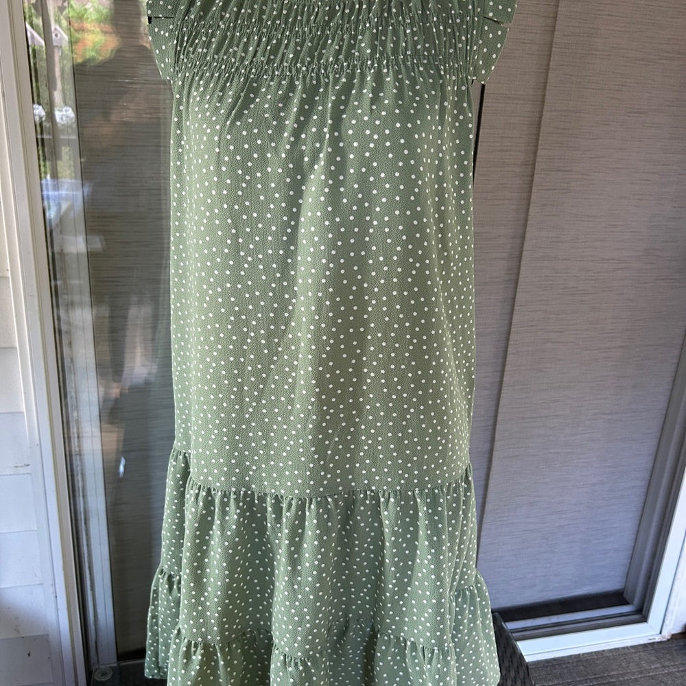 Monteau Green Polka Dot Midi Dress/ size SM